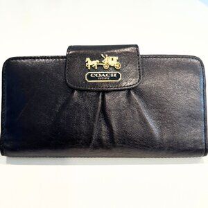 Coach Horse & Carriage Black Leather Accordion Wallet  Pink Interior – Pre-Loved